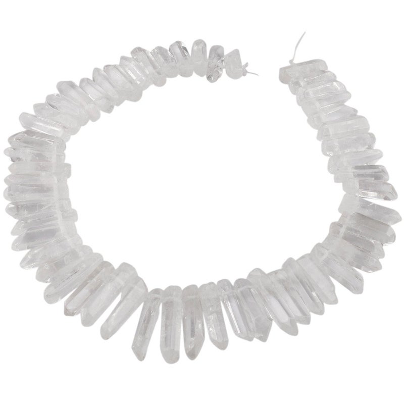 SUNYIK Natural Rock Quartz Crystal Points Quartz Polished Sticks Spikes Point Beads 15 inch Strand Drilled - Image 2